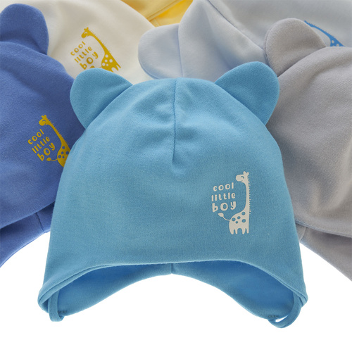 Pojke höst/vår mössa, creme, med knytband, Figo