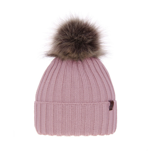 Dam vintermössa, rosa, med merinull, Texa