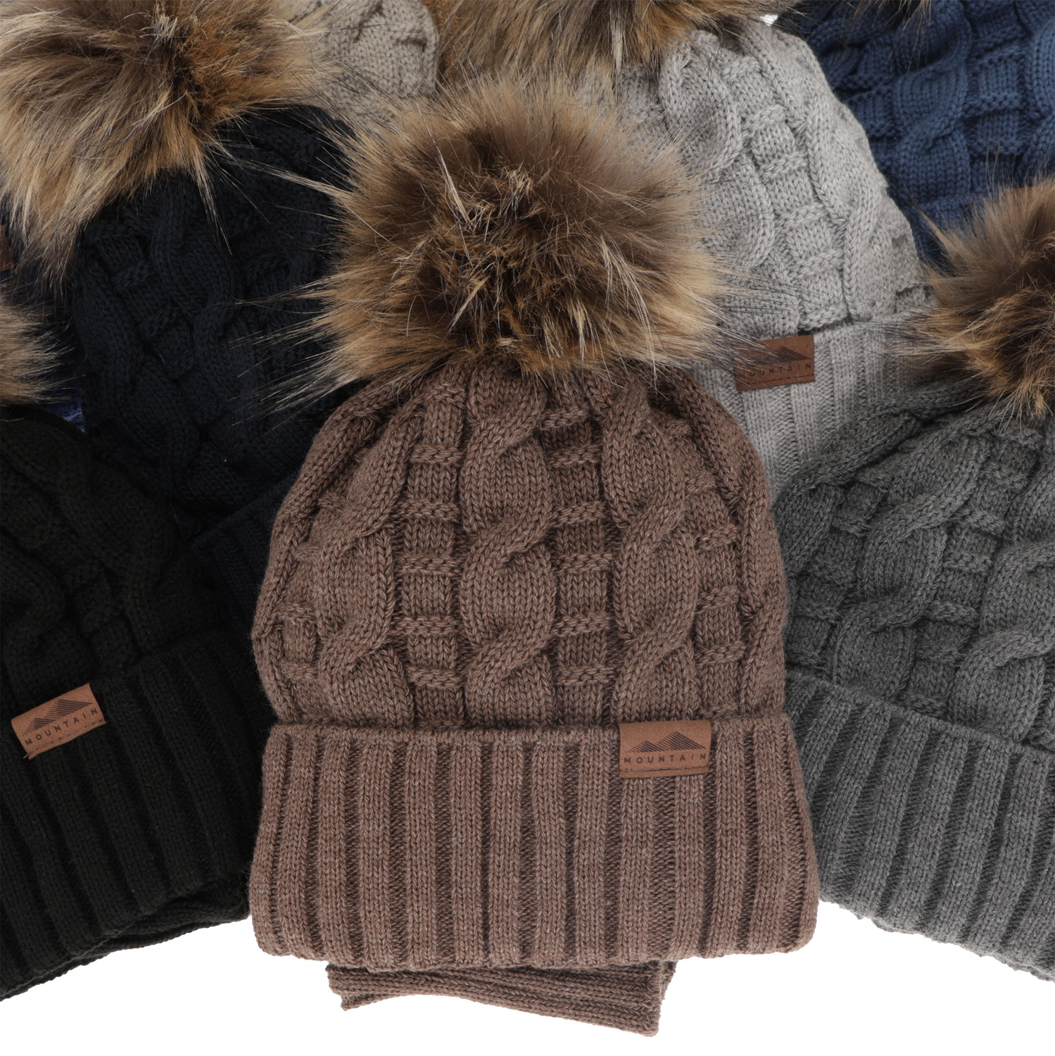 Pojke vinter set: mössa och halsduk, granat, med pompom, Cent