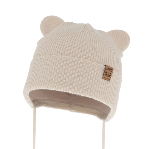 Pojke höst/vår mössa, beige, med knytband, Nikifor