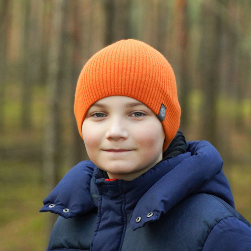 Pojke vintermössa, orange, Med pompom, Imbir