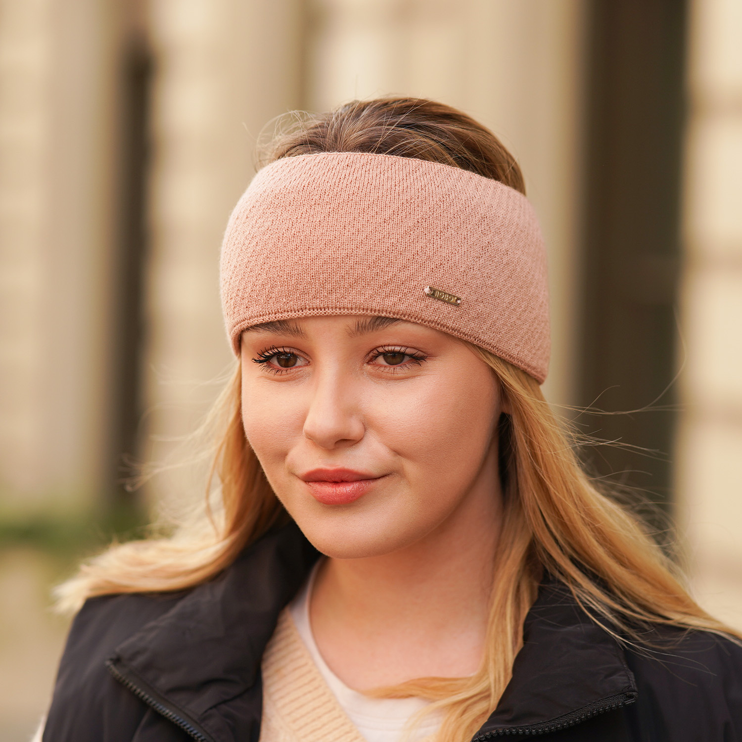 Dam vinter pannband, svart, med merinull, Katrina