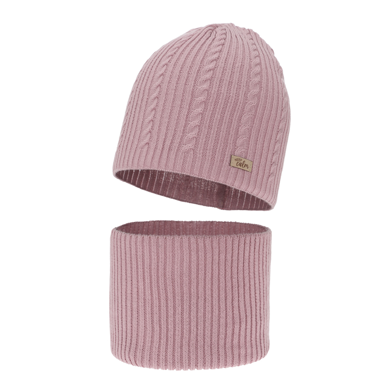 Flicka höst/vår set: mössa och tubhalsduk, med bomull, rosa, Ordesa