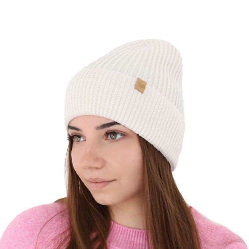 Dam vintermössa, beige, 100% Merino Ull, Isla