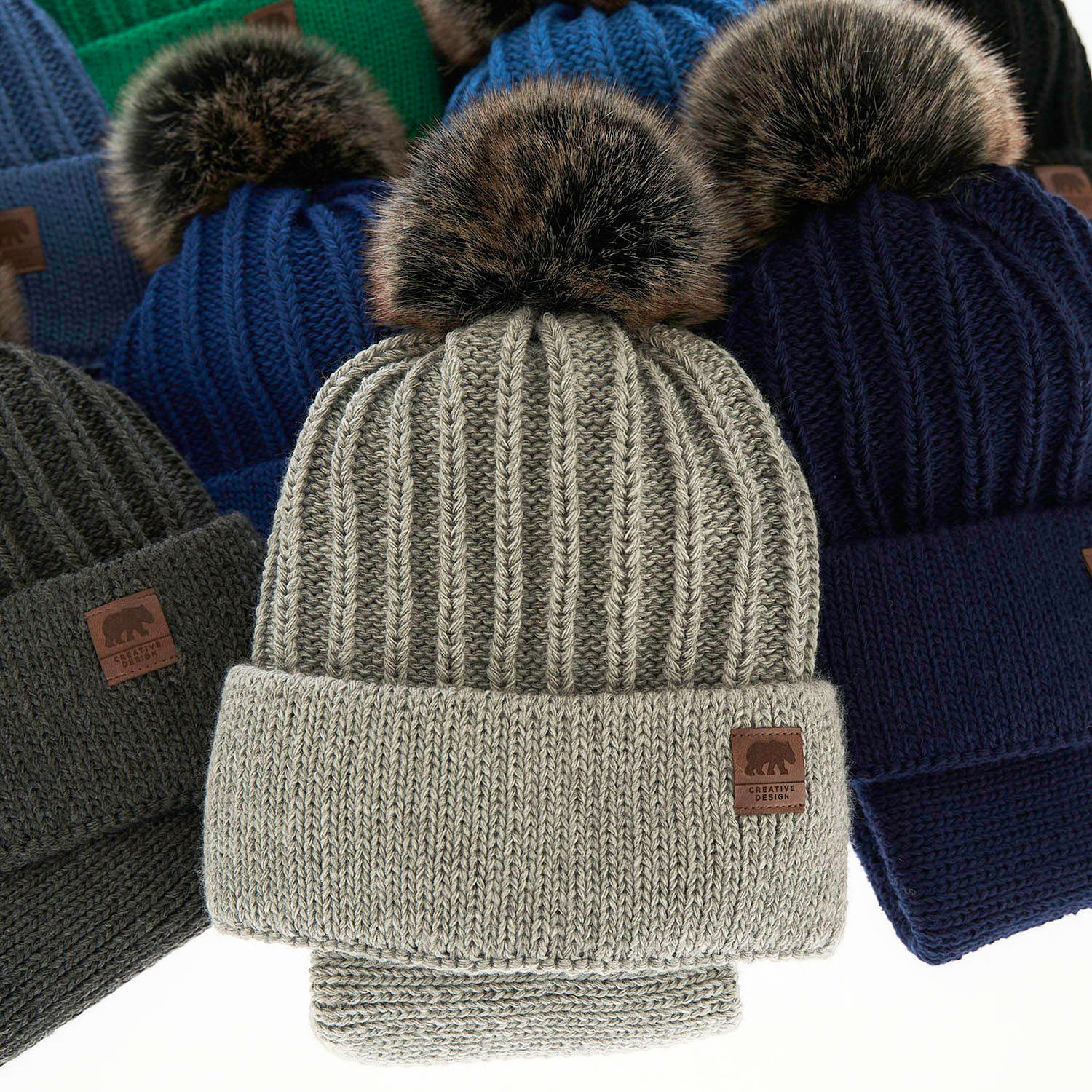 Pojke vinter set: mössa och tubhalsduk, blå, med pompom, Havier