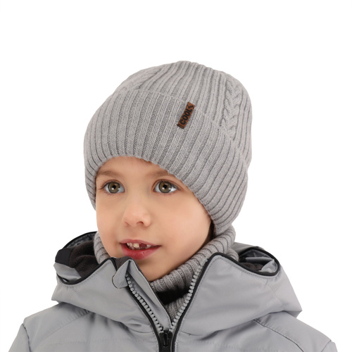 Pojke vinter set: mössa och halsduk, bordeaux, 100% Merino Ull, Wilson