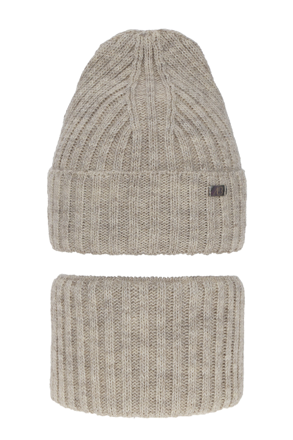 Flicka vinter set: mössa och tubhalsduk, beige, Valentine