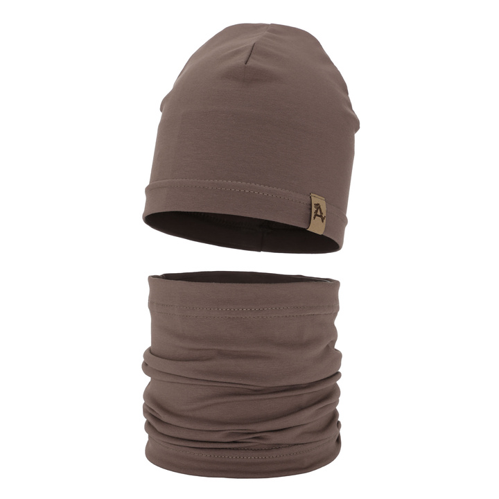 Pojke höst/vår set: mössa och tubhalsduk, brun, Griffin