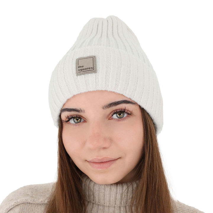 Dam vintermössa, vit, med merinull, Benedetta