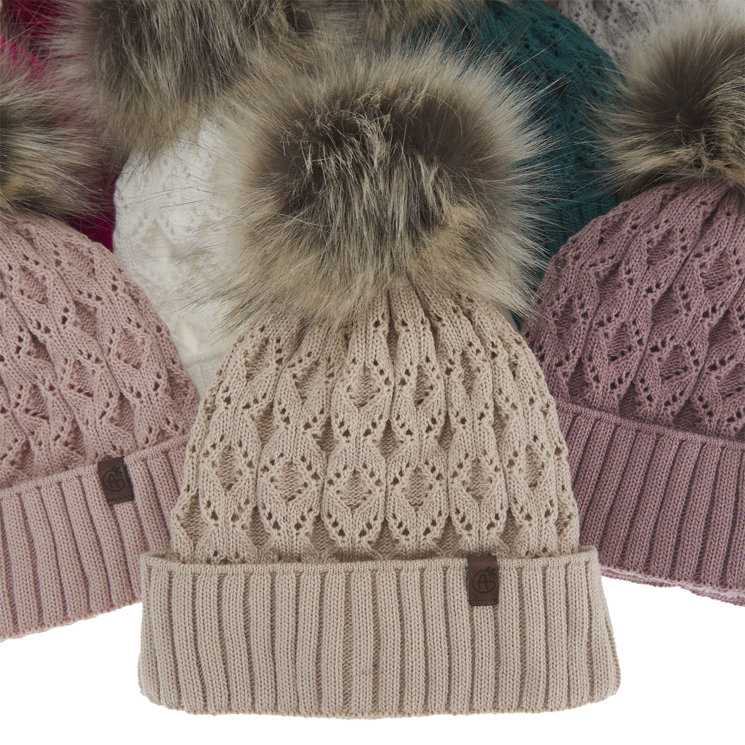 Dam vintermössa, rosa, med pompom, Katty