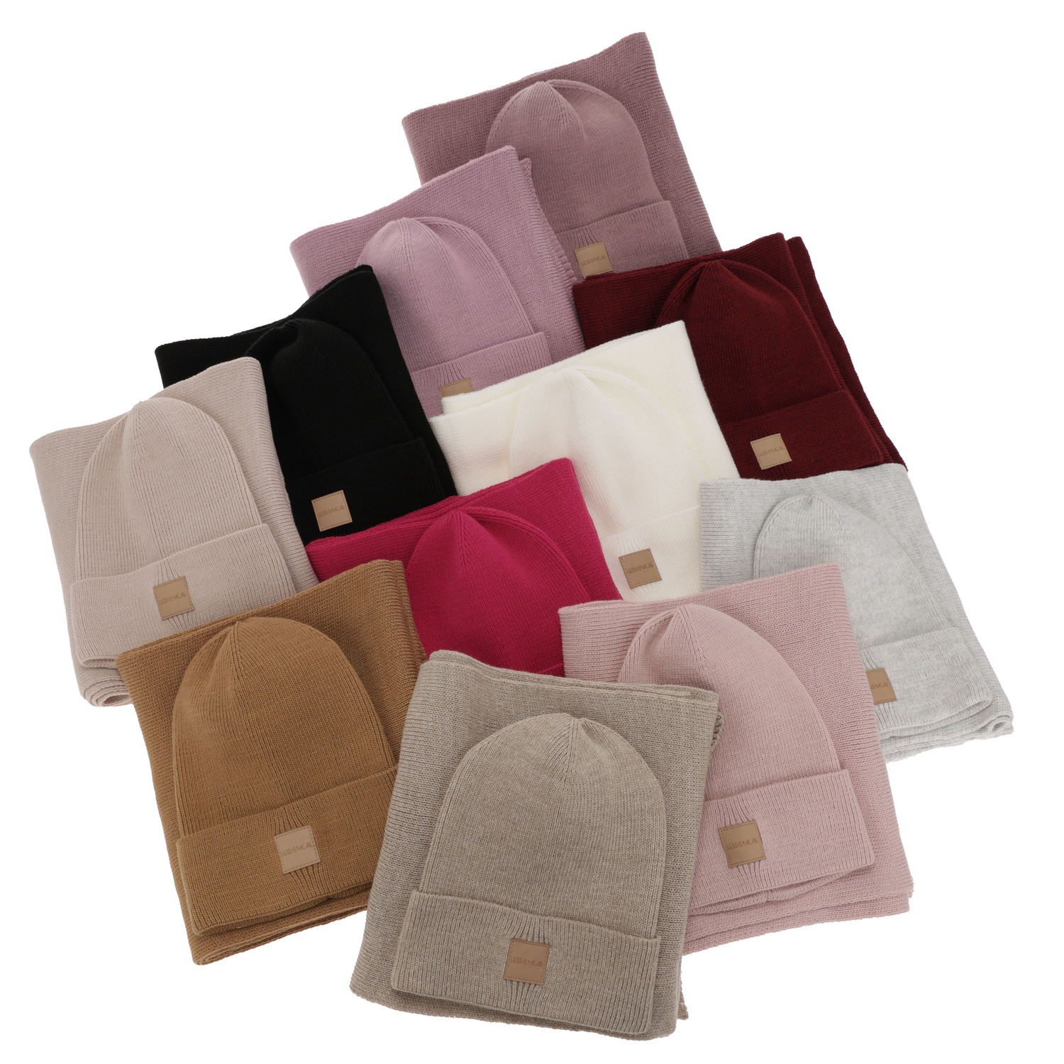 Dam vinter set: mössa och halsduk, beige, Nathalie