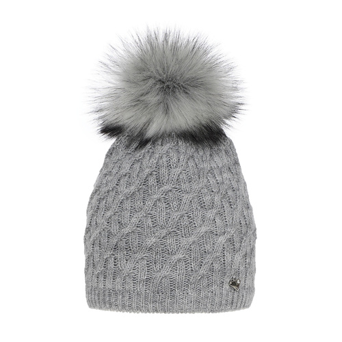 Dam vintermössa, grå, med pompom, Kaskada