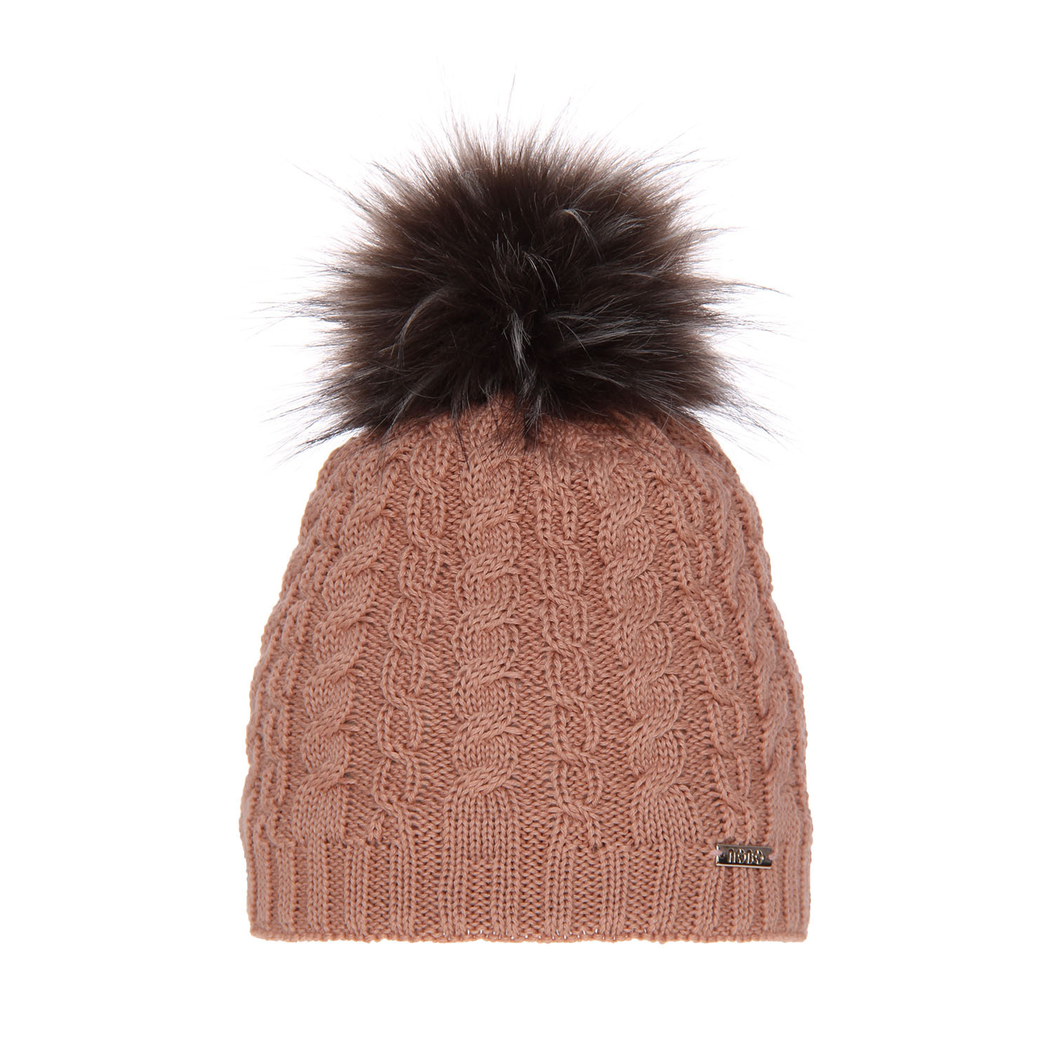 Dam vintermössa, rosa, med pompom, med merinull, Satina