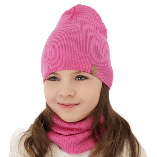 Flicka höst/vår set: mössa och halsduk, vit, 100% Merino Ull, Ricona