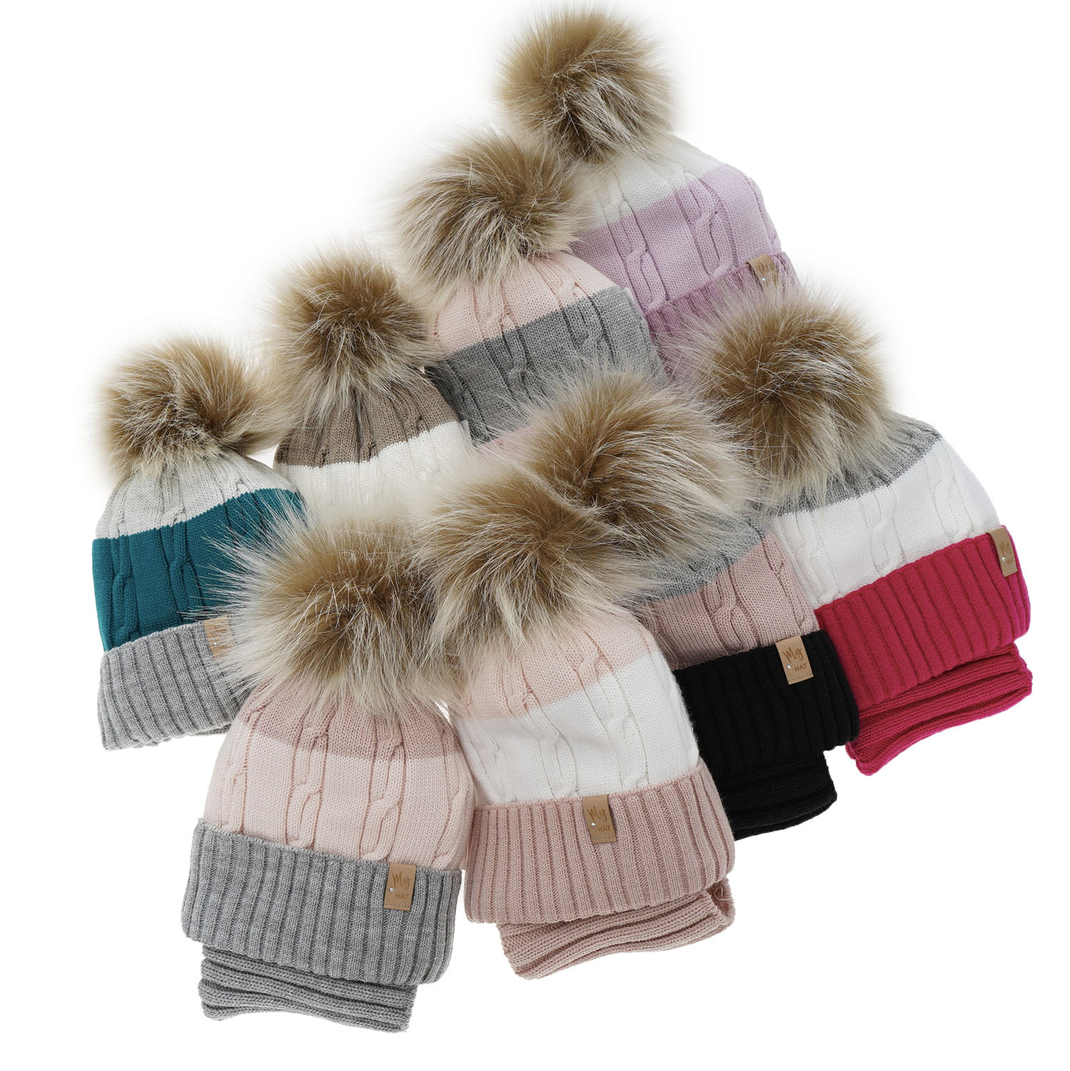 Flicka vinter set: mössa och halsduk, grå, med pompom, Karmelita