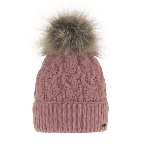 Dam vintermössa, rosa, med pompom, Deva