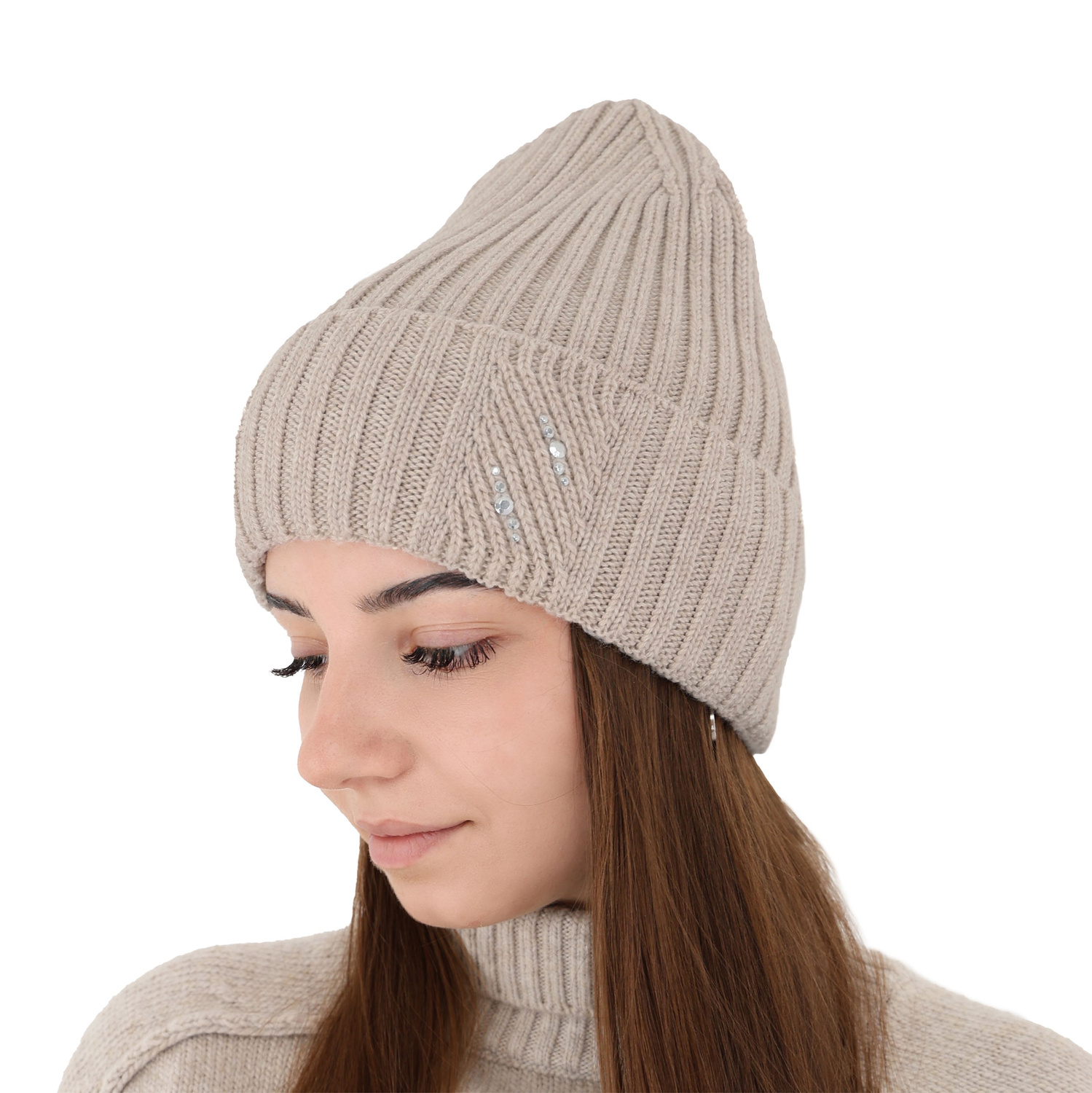 Dam vintermössa, grå, 100% Merino Ull, Ariga