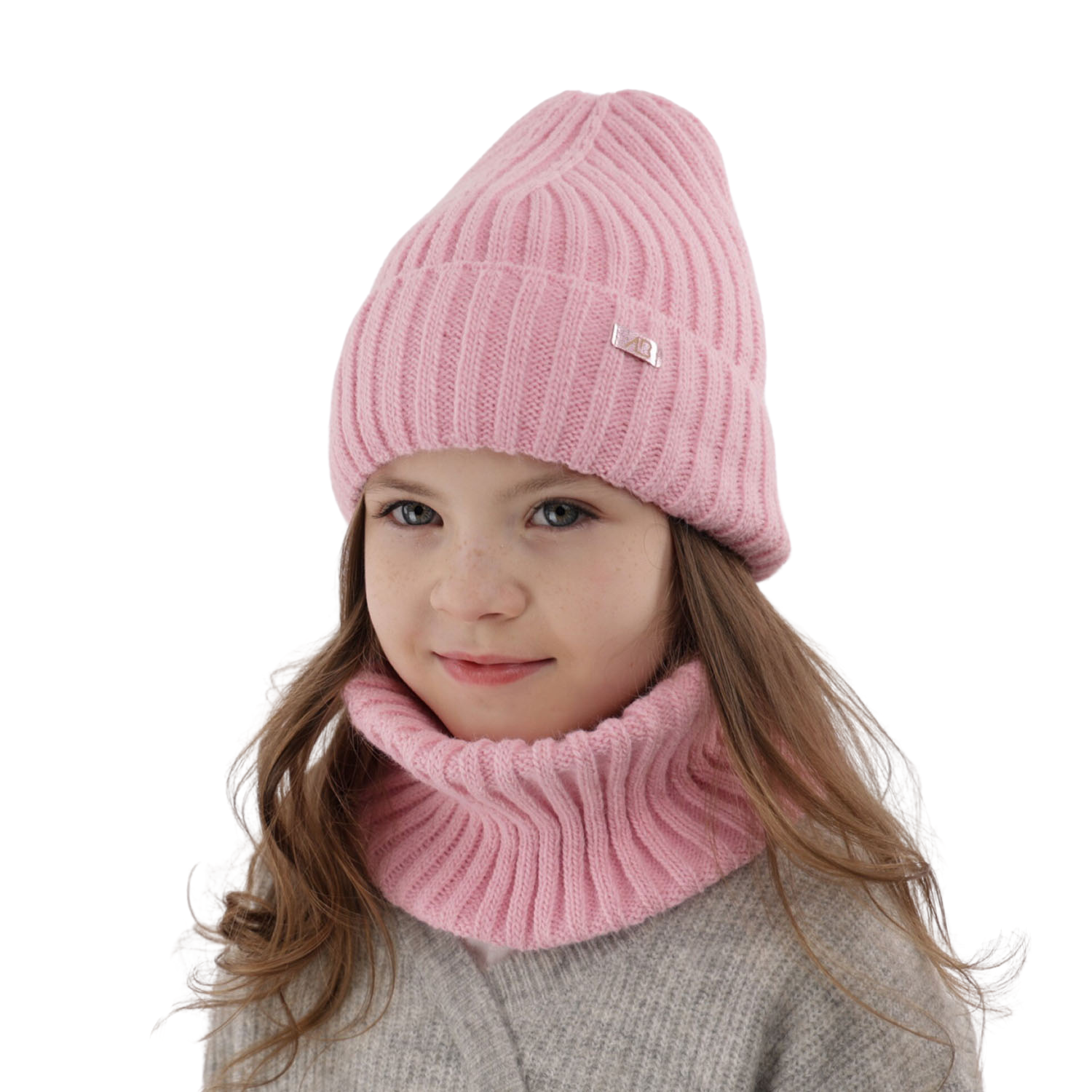 Flicka vinter set: mössa och halsduk, rosa, Valentine