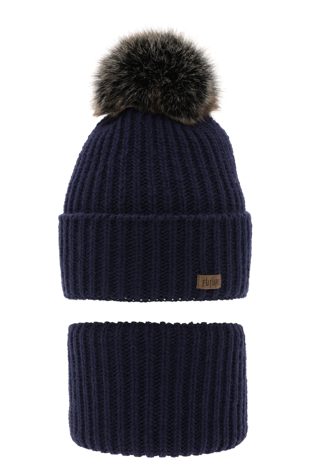 Pojke vinter set: mössa och halsduk, granat, med pompom, Wonder