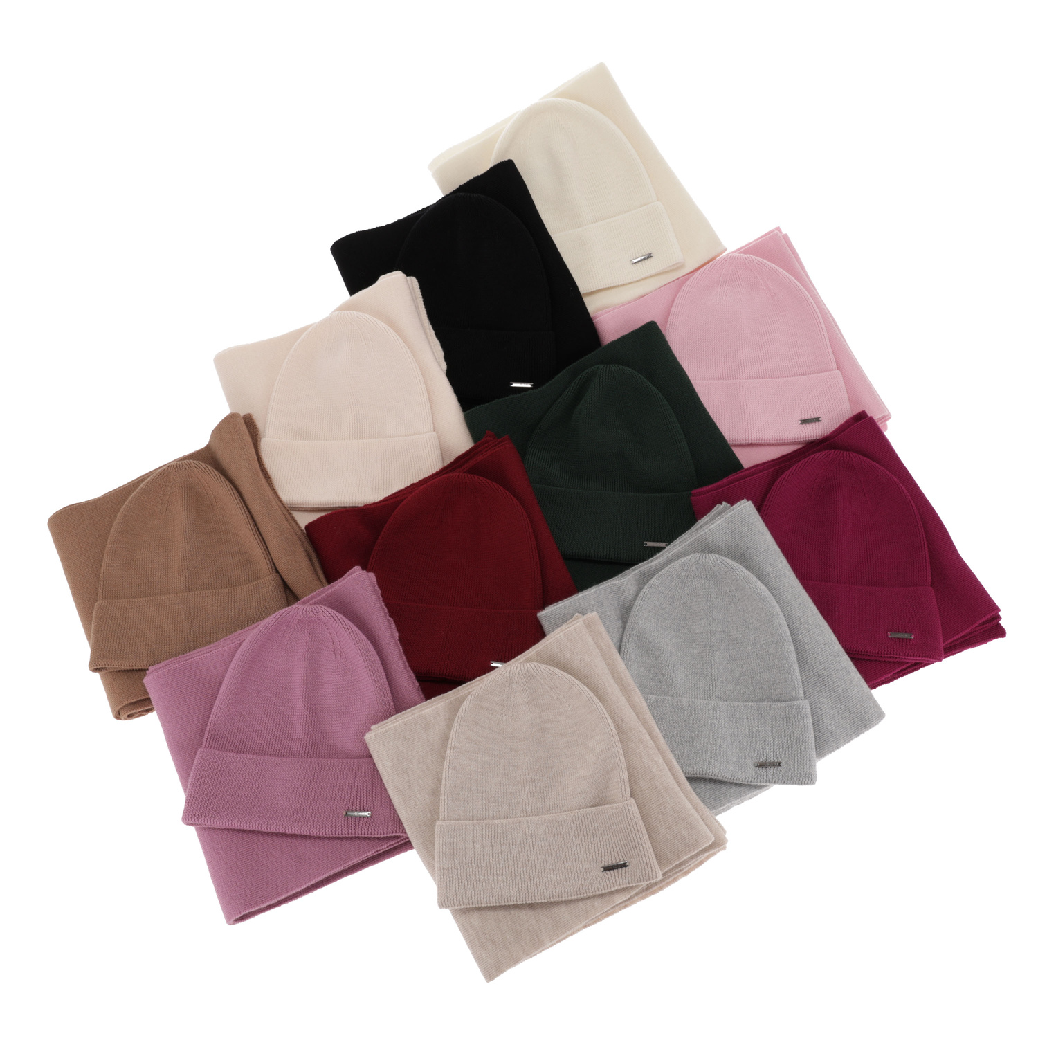 Dam vinter set: mössa och halsduk, camel, 100% Merino Ull, Melpomena