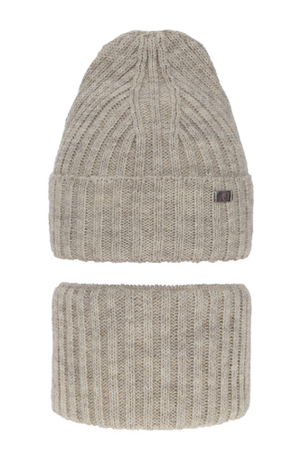 Flicka vinter set: mössa och tubhalsduk, beige, Valentine