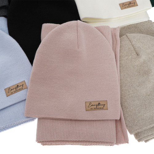 Dam höst/vår set: mössa och halsduk, creme, Zula