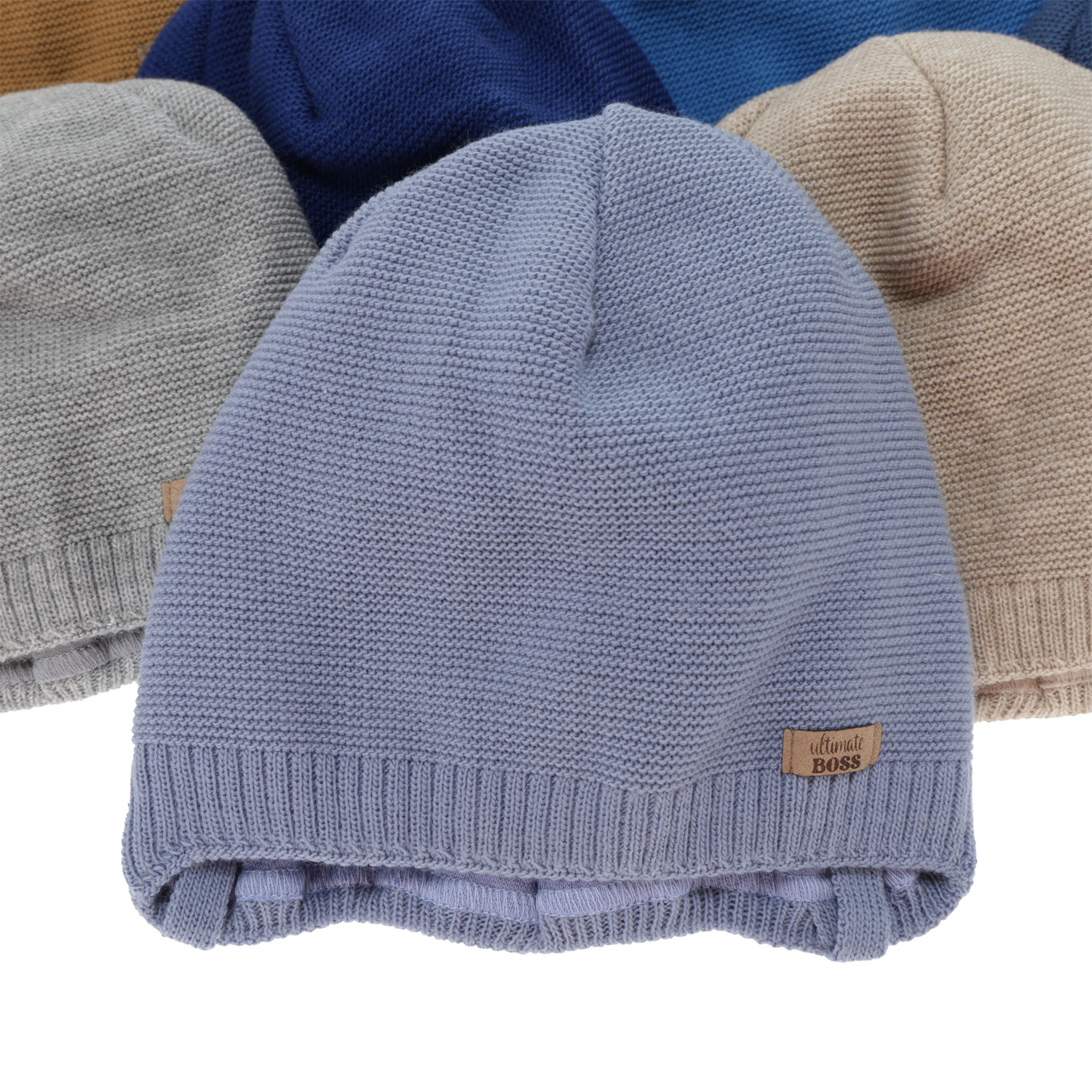 Pojke höst/vår mössa, ljusblå, med knytband, Valdis