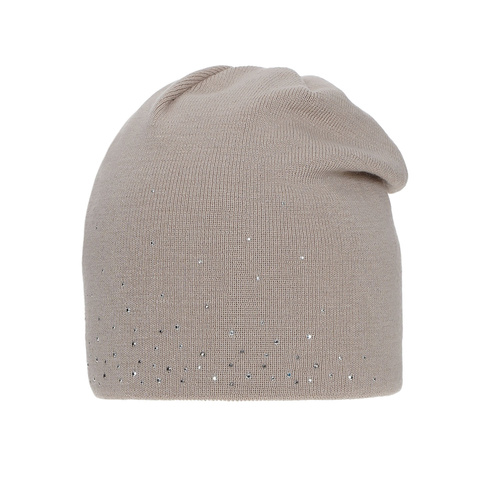 Dam vintermössa, beige, med merinull, Minerwa