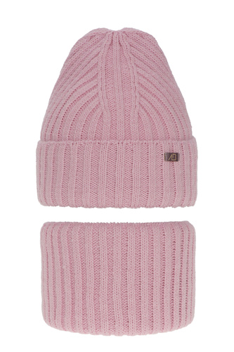 Flicka vinter set: mössa och halsduk, rosa, Valentine