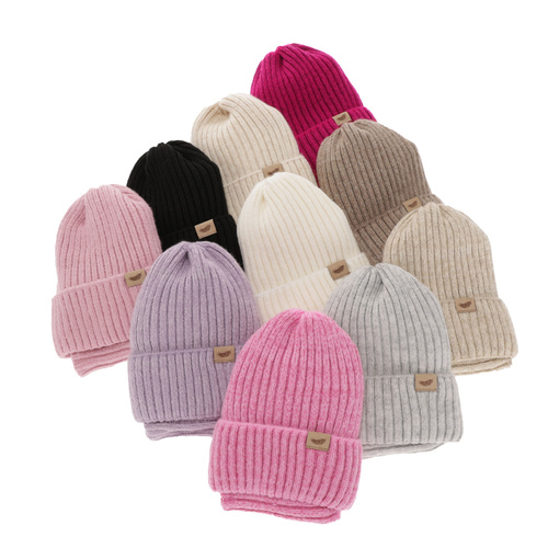 Flicka vinter set: mössa och tubhalsduk, rosa, med merinull, Karmina