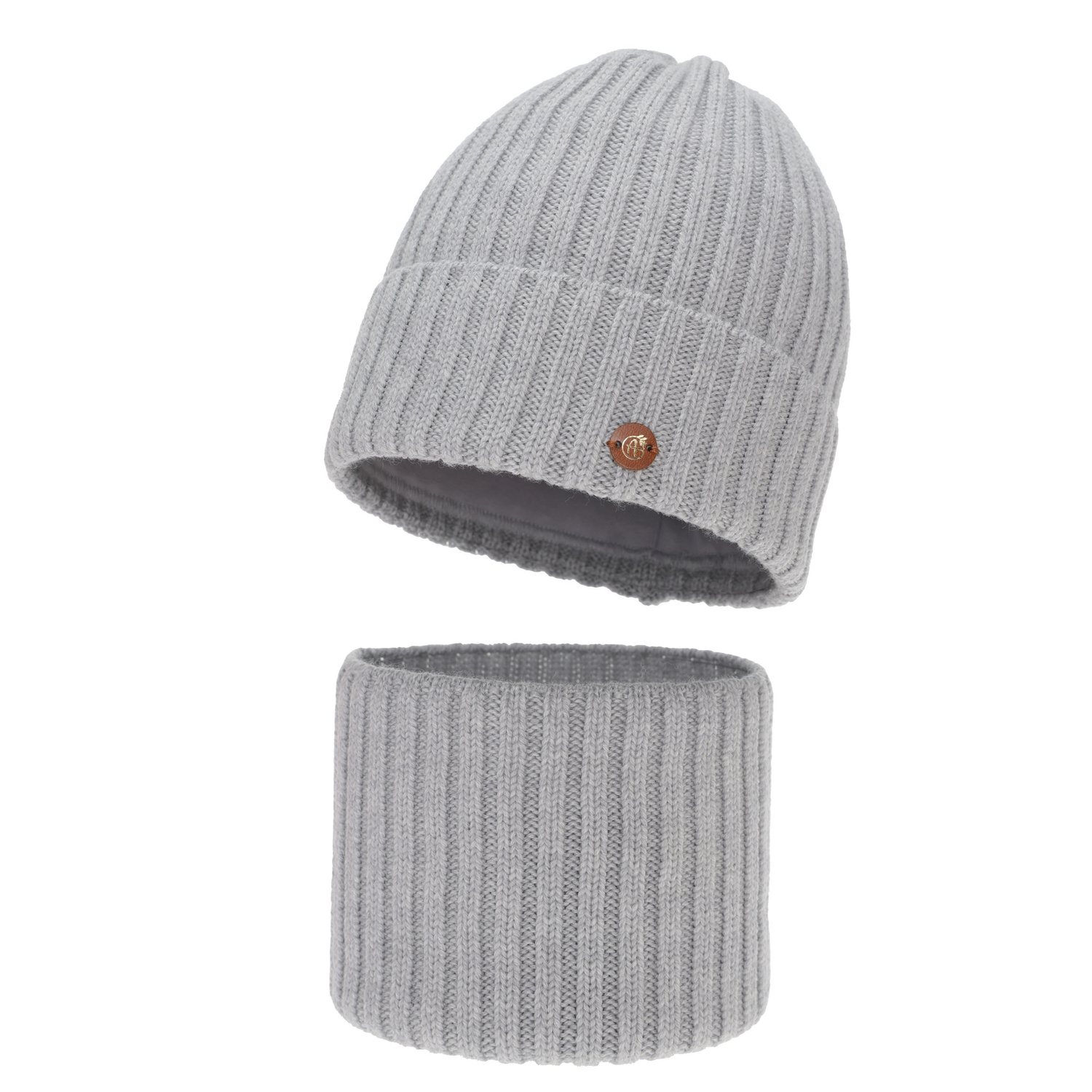 Flicka vinter set: mössa och tubhalsduk, beige, 100% merino ull, fodrad med bomull, Vanira