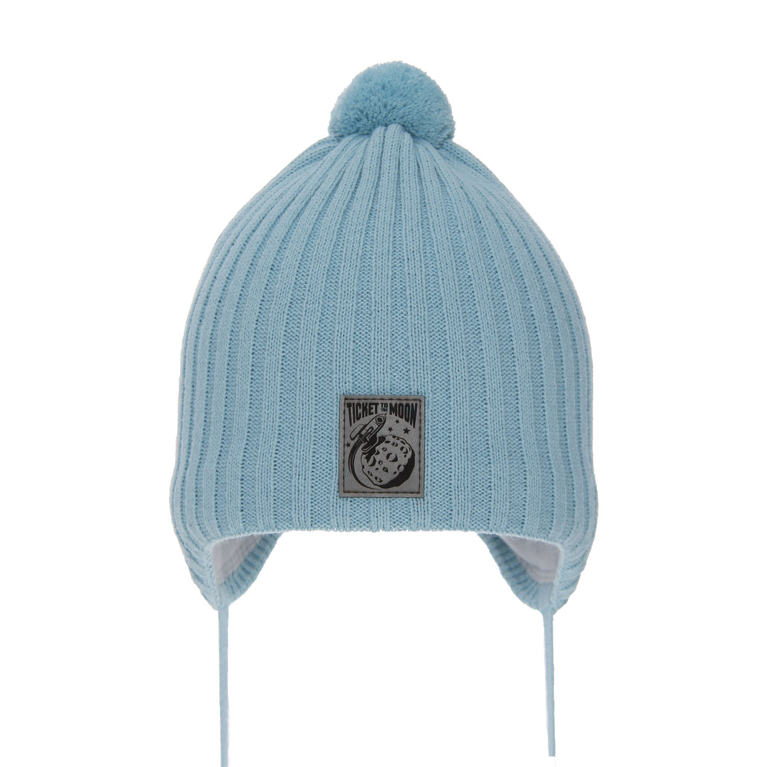 Pojke höst/vår mössa, blå, med knytband, med pompom, Cyspin