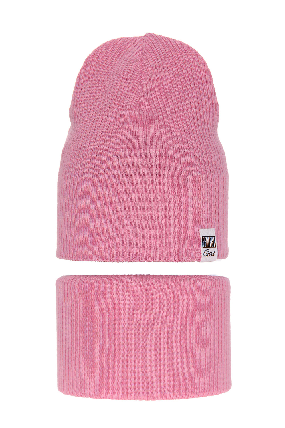 Flicka höst/vår set: mössa och halsduk, rosa, med bomull, Farinka