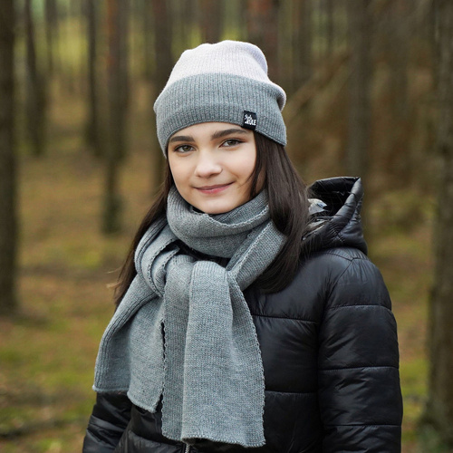 Flicka vinter set: mössa och halsduk, grå, Kourtney