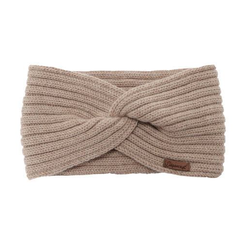Dam vinter pannband, beige, 100% Merino Ull, Veka