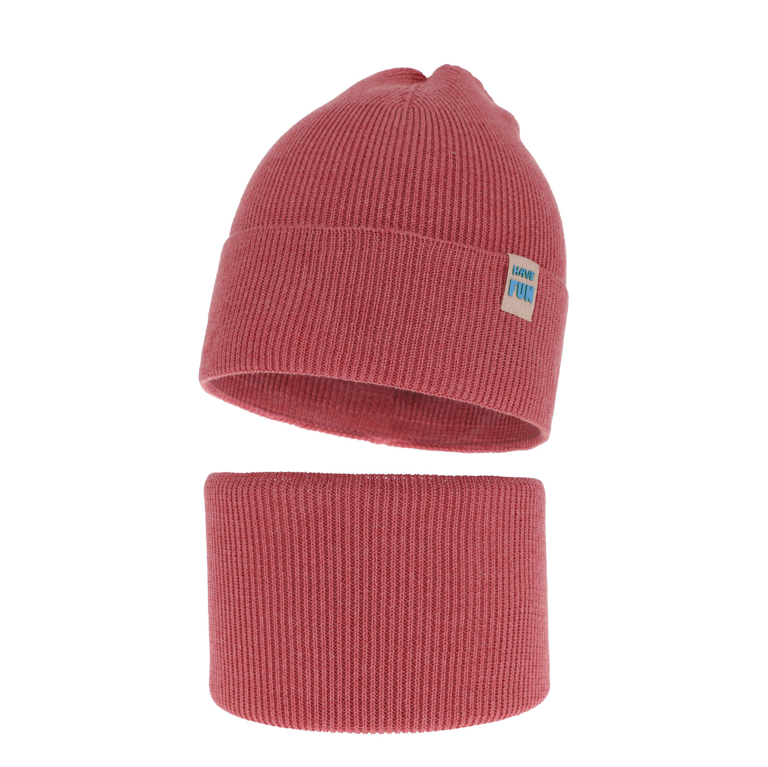 Pojke höst/vår set: mössa och halsduk, korallfärgad, med bomull, Ottavio