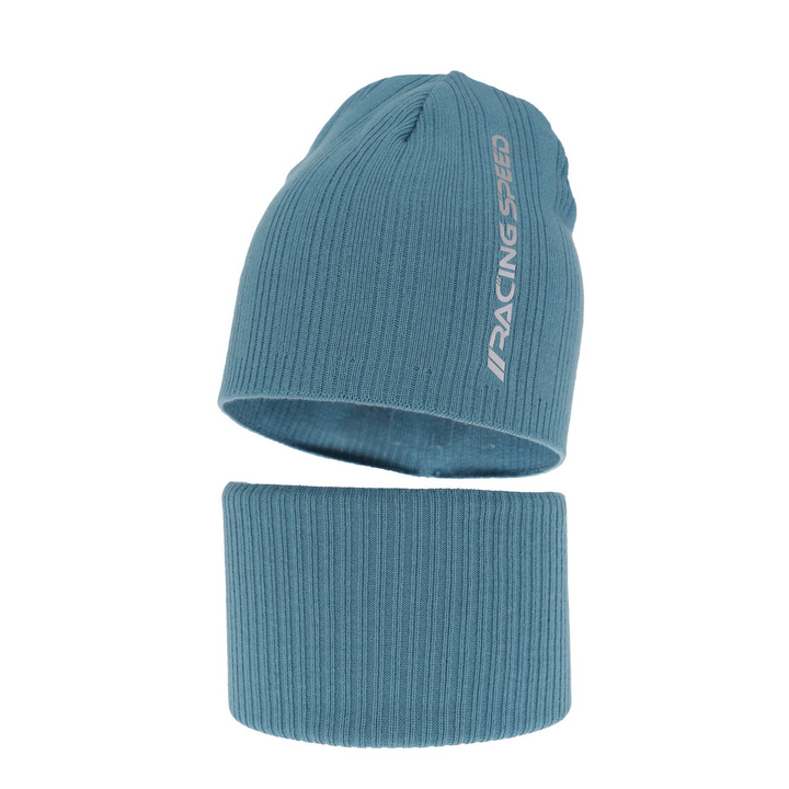 Pojke höst/vår set: mössa och tubhalsduk, blå, med bomull, Kolorado