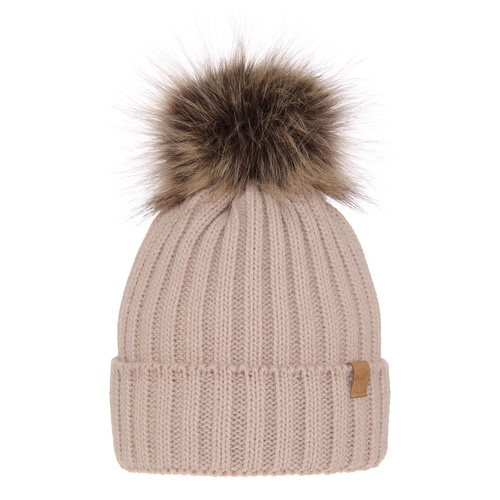 Dam vintermössa, beige, med pompom, Europa