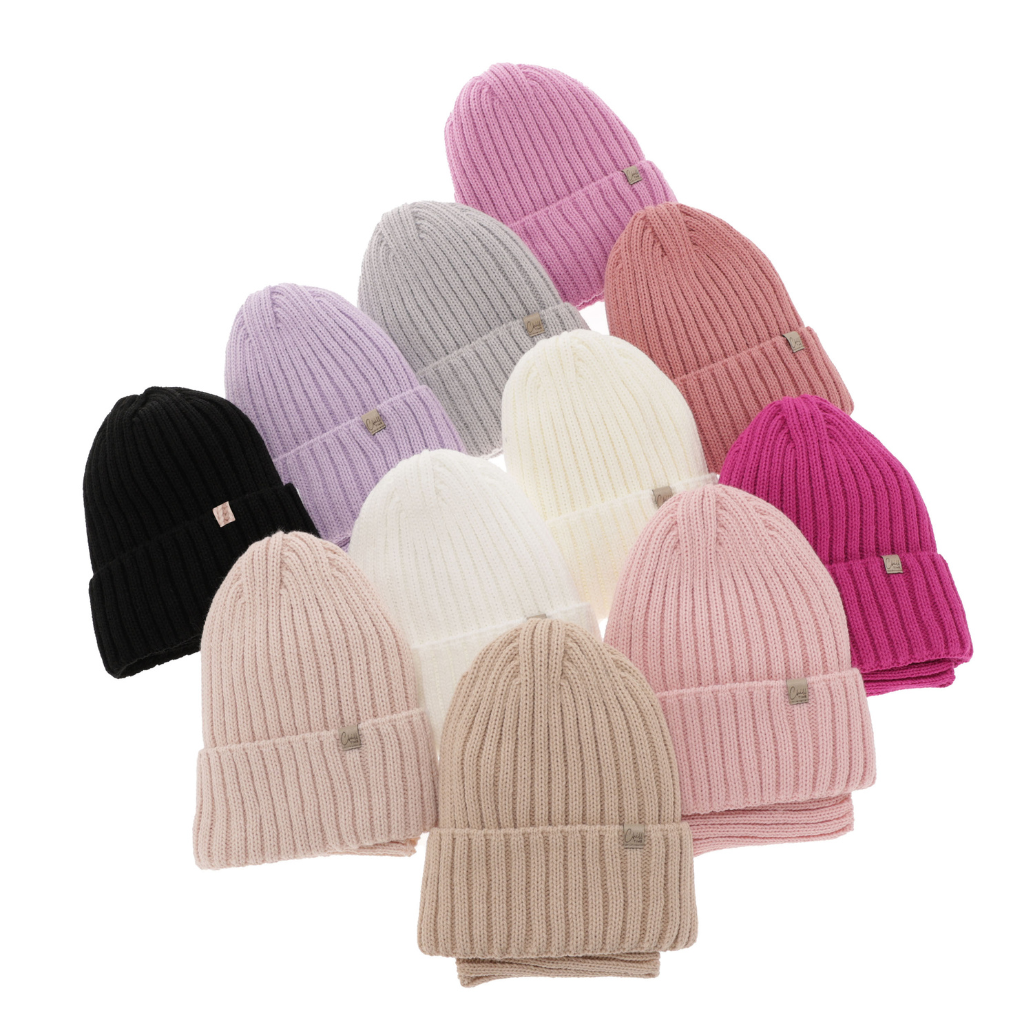 Flicka vinter set: mössa och tubhalsduk, beige, Mitti