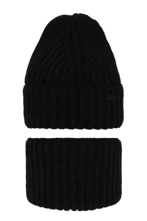 Pojke vinter set: mössa och tubhalsduk, svart, Zeno