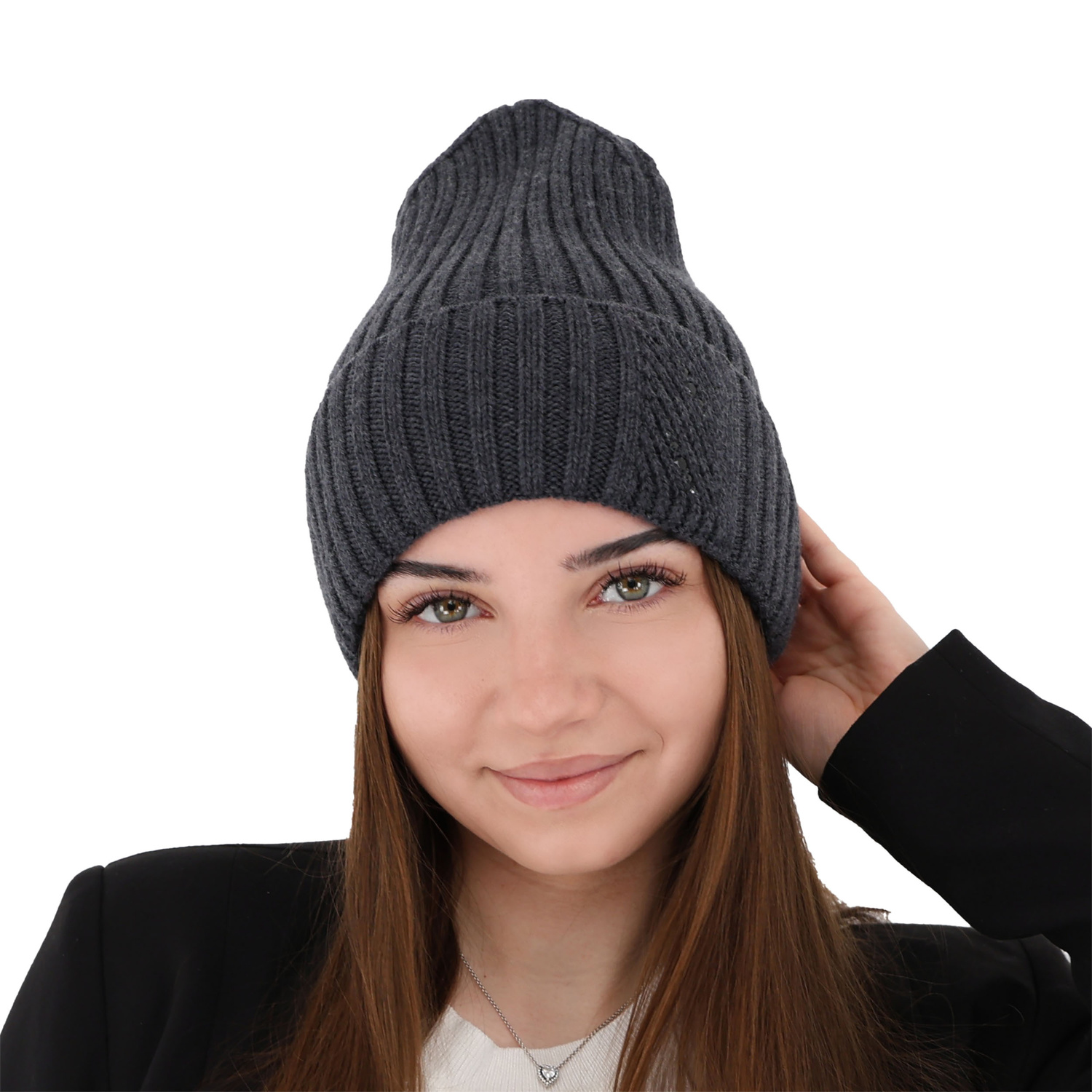 Dam vintermössa, grå, 100% Merino Ull, Ariga