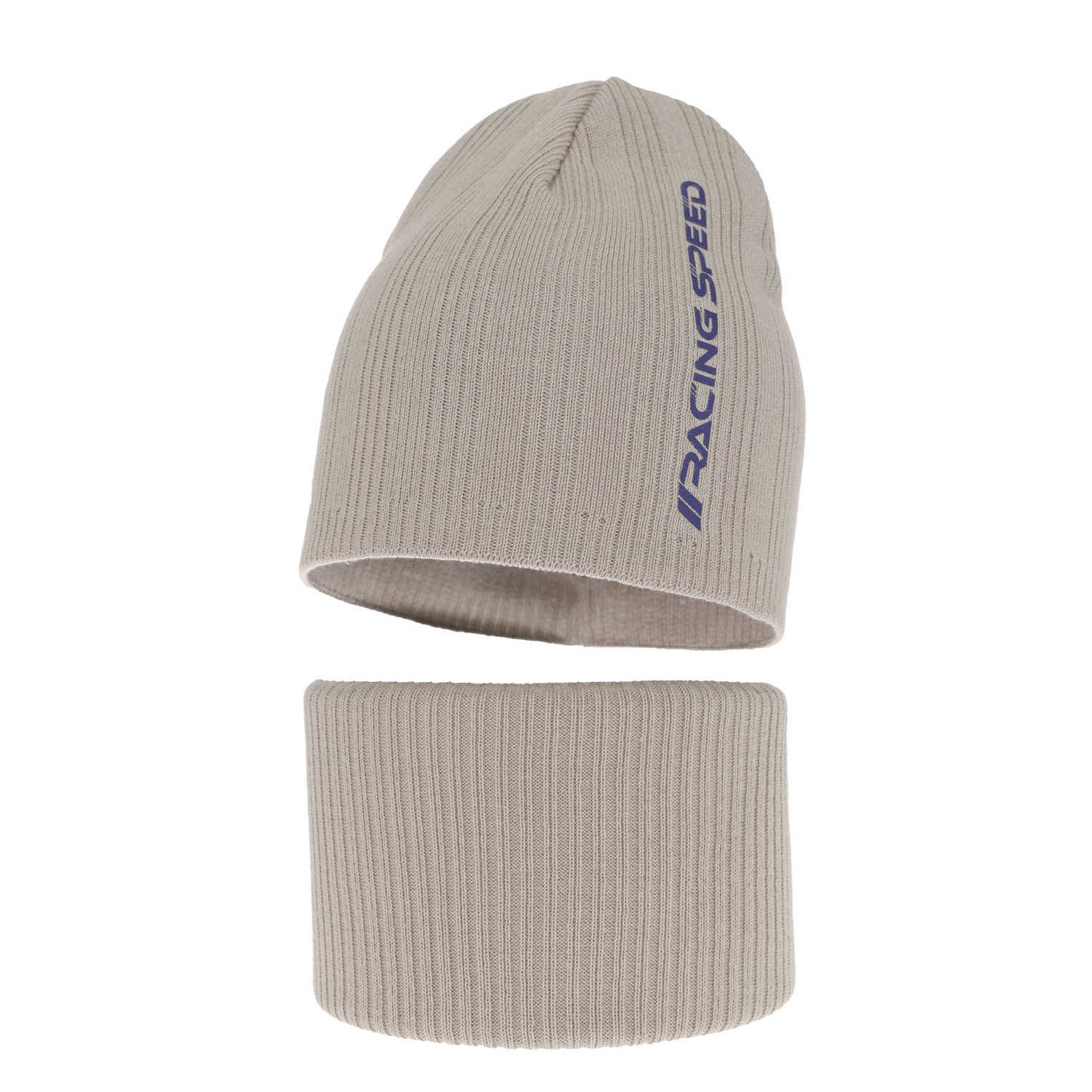 Pojke höst/vår set: mössa och tubhalsduk, beige, med bomull, Kolorado