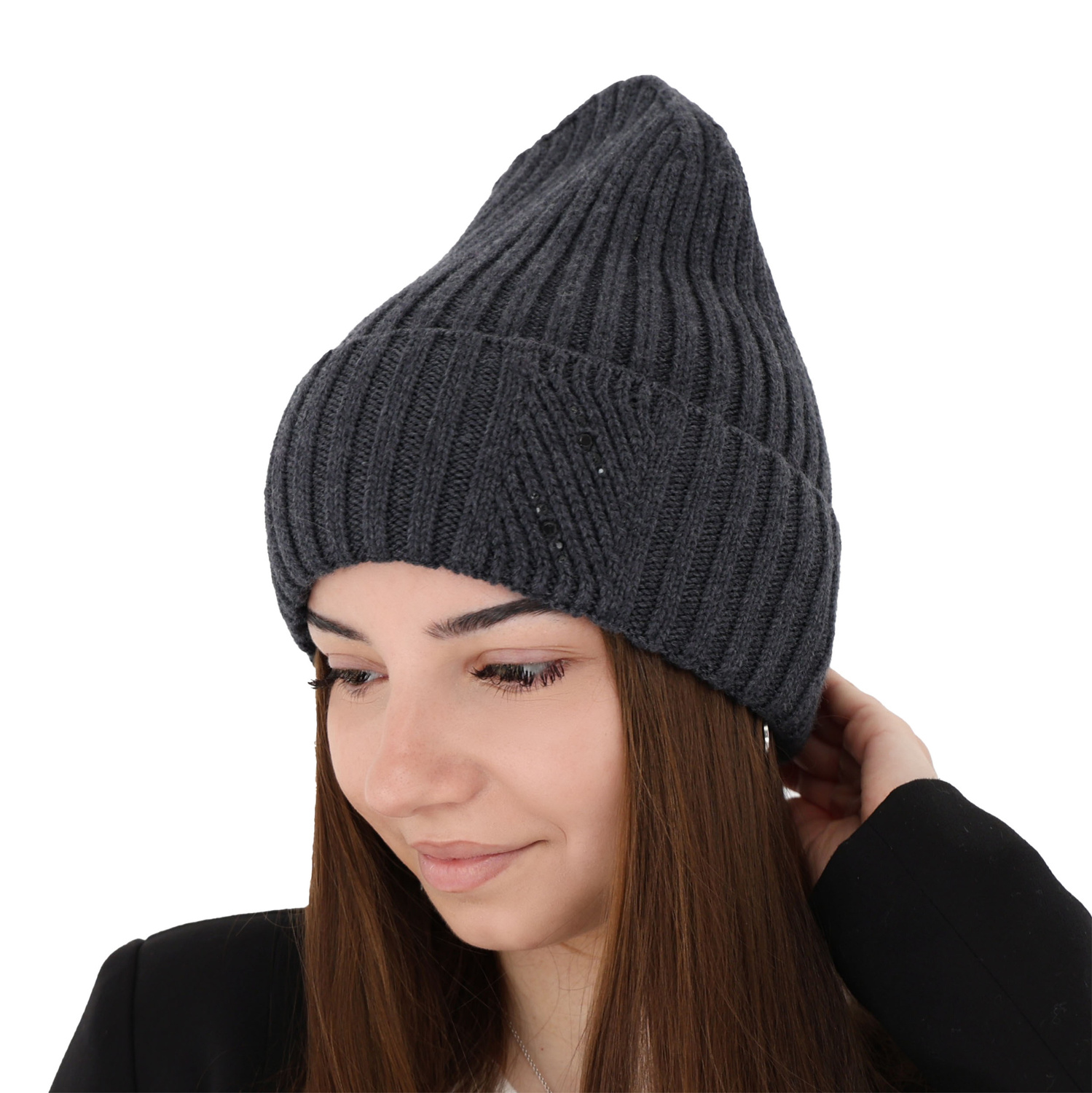 Dam vintermössa, grå, 100% Merino Ull, Ariga