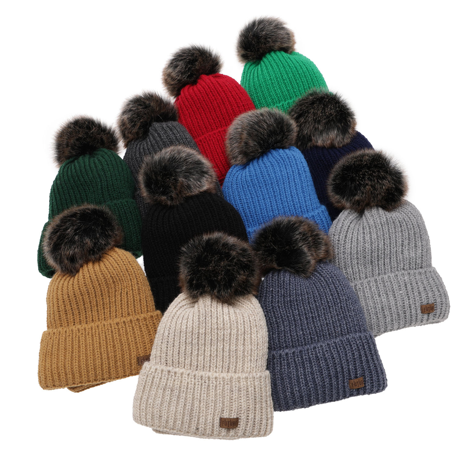 Pojke vinter set: mössa och halsduk, camel, med pompom, Wonder