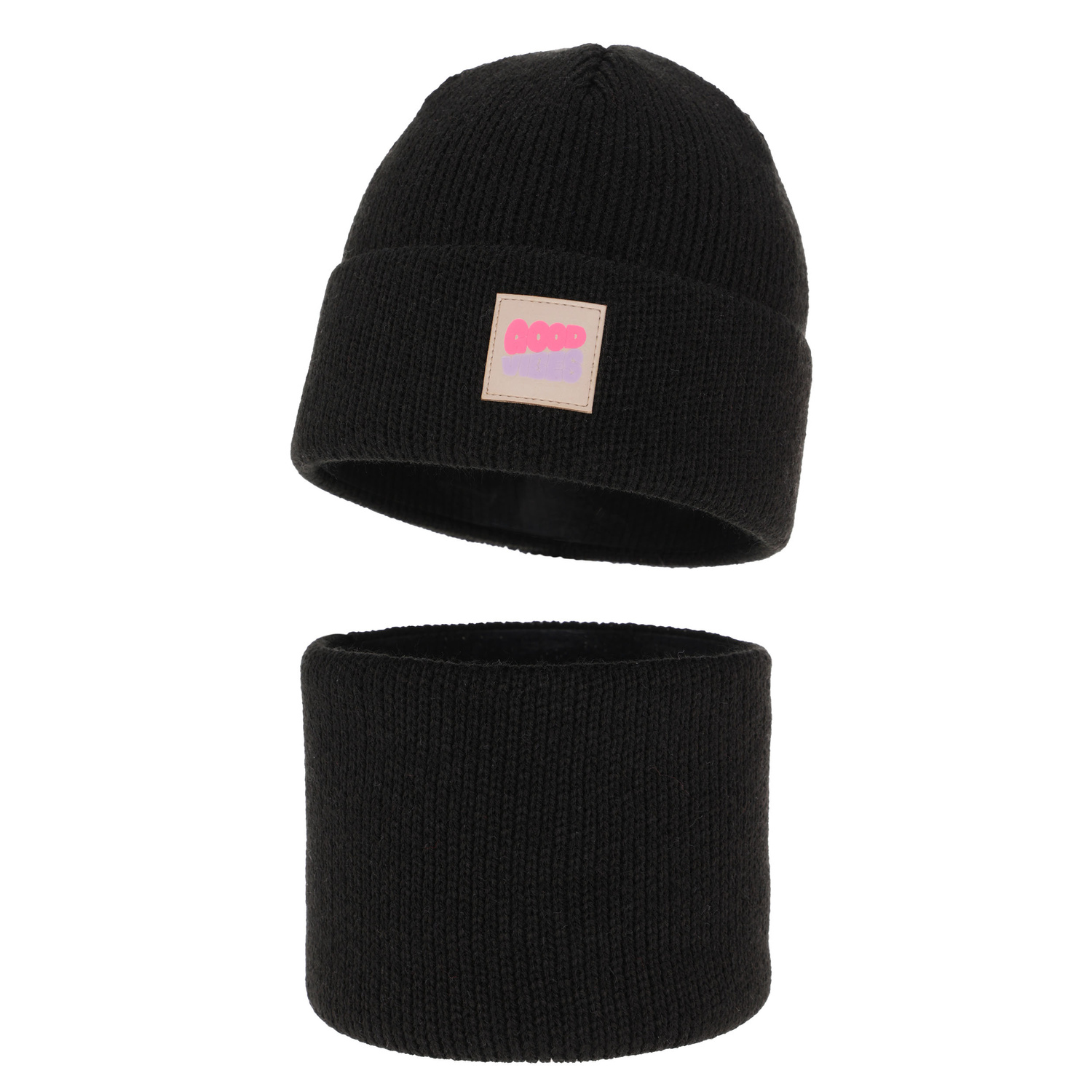 Flicka vinter set: mössa och tubhalsduk, svart, Josephin