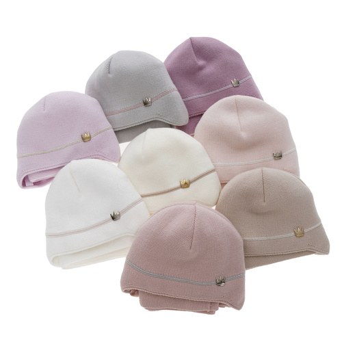 Flicka vinter set: mössa och halsduk, beige, med knytband, Elina
