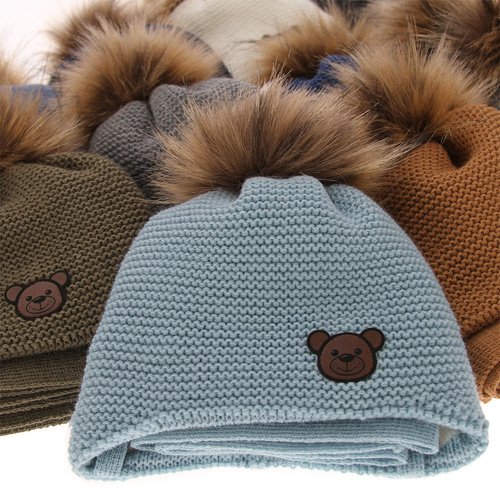 Pojke vinter set: mössa och halsduk, svart, med pompom, wiązany Banksi