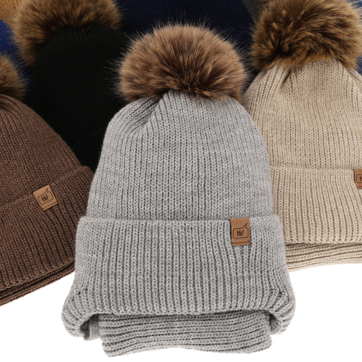 Pojke vinter set: mössa och halsduk, brun, med knytband, med pompom, Zico