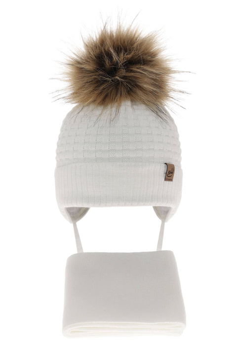 Pojke vinter set: mössa och halsduk, kremowy, Salem