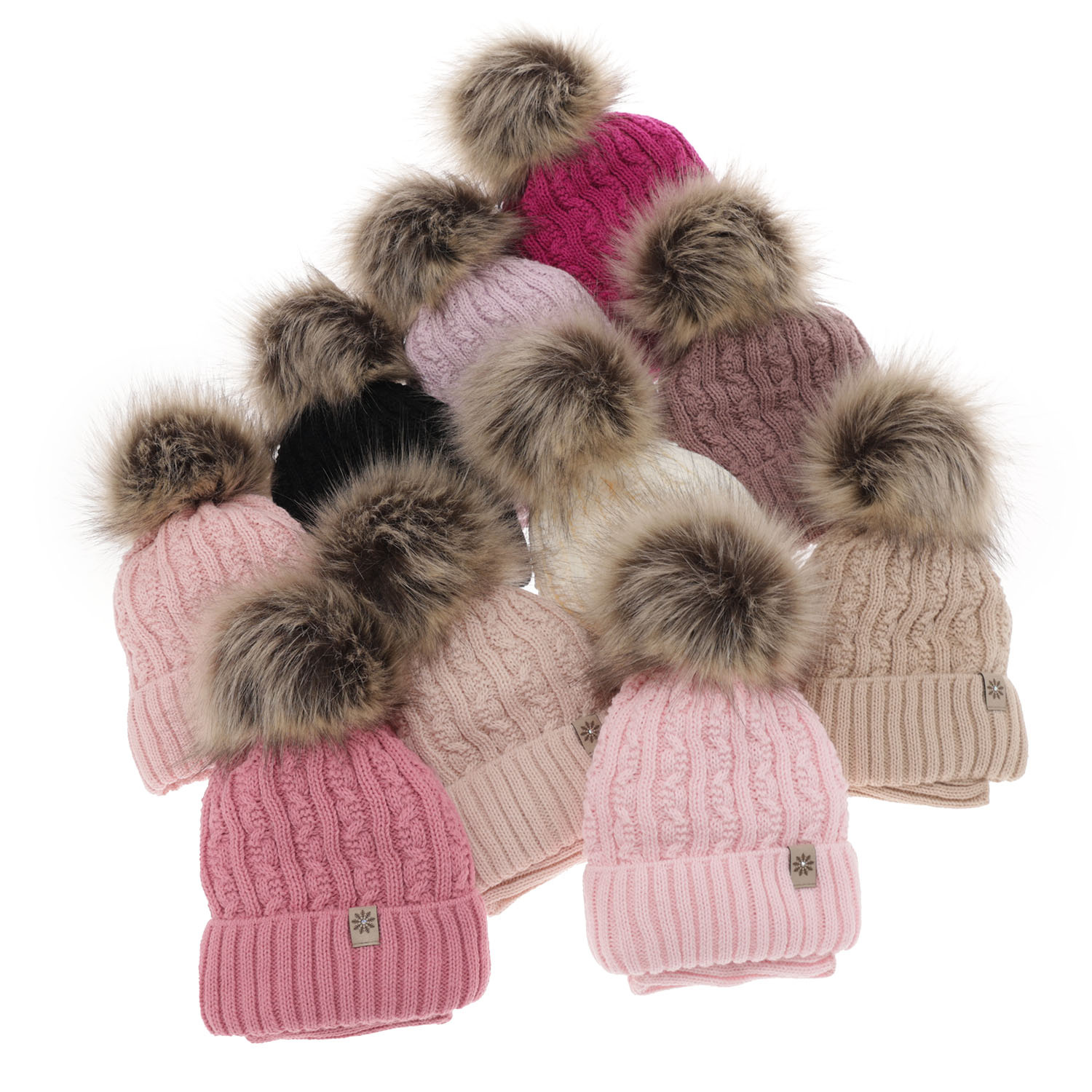 Flicka vinter set: mössa och halsduk, svart, med pompom, Pretoria